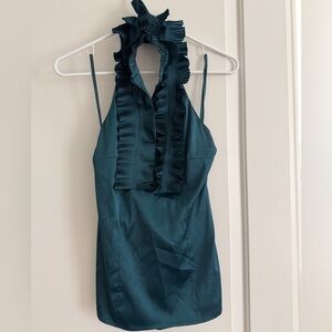 The Limited Teal Ruffle Halter Blouse
